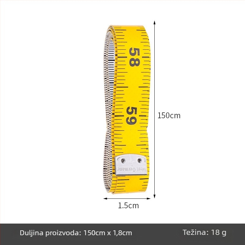 PU mjeračka traka, mekana mjeračka traka, model Inch measuring tape (kutija), pakiranje 10 kom, raspon mjerenja 150, za mjerenje tijela