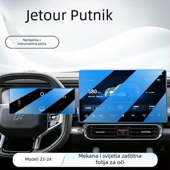 Staklena zaštitna folija za središnji zaslon automobila — jednodijelni oblik, anti-fingerprint premaz, kompatibilno s Mercedes-Benz