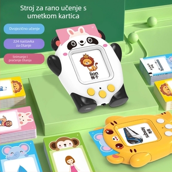 Učna dječja mašina: umetanje kartice, snimanje, prepoznavanje govora, glazba, litijska baterija