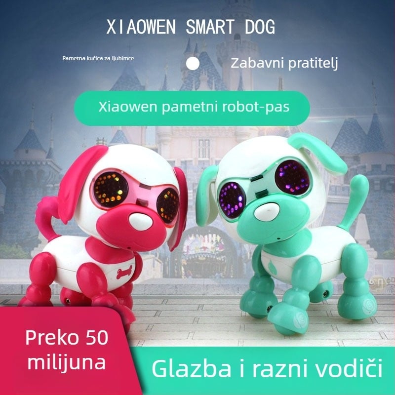 Dječji edukativni robotski pas sa glazbom i glasom, napajanje litijskom baterijom, dob 7-14 godina, razvoj emocija i vida, puzanje i interaktivnost