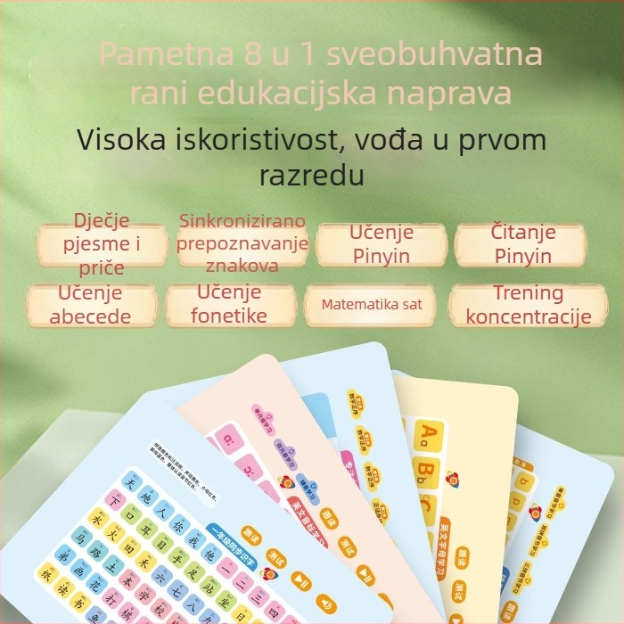 Edukacijski stroj za djecu s dodirnim odzivom, ABS kućište, litijeva baterija, bez memorije, za uzrast 4–6 godina, podržava jezik, matematiku, engleski i čitanje pinyin