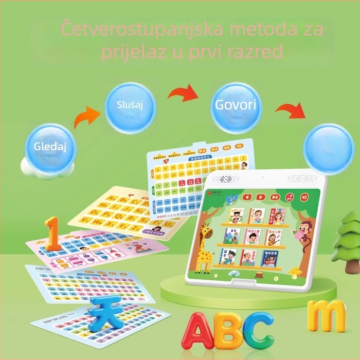 Edukacijski stroj za djecu s dodirnim odzivom, ABS kućište, litijeva baterija, bez memorije, za uzrast 4–6 godina, podržava jezik, matematiku, engleski i čitanje pinyin