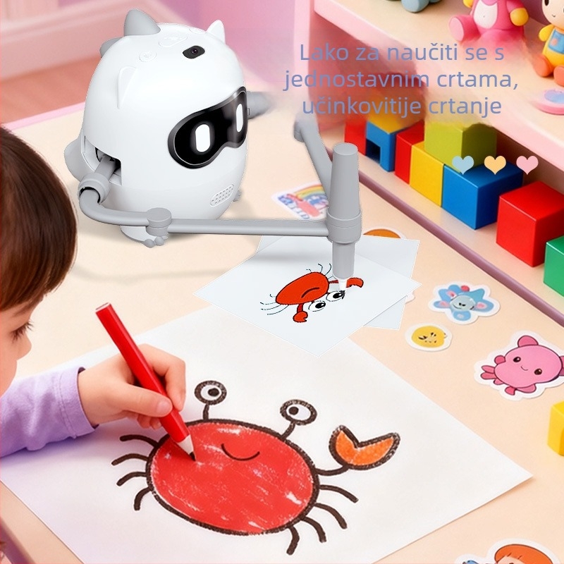 Robot za crtanje za djecu – interaktivna edukativna igračka za rano učenje, glazba i glas, emocionalna interakcija, za uzrast 4–6 godina