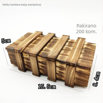 Kongming Lock Puzzle Box – drvena Luban Lock, mehanizam s tri faze, za djecu 4–6 godina; blister pakiranje (Drvo; Puzzle; Kongming Lock/Luban Lock; Za djecu 4–6 godina; Blister pakiranje)