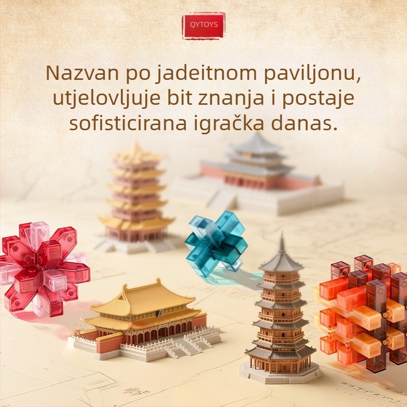 Kongming Lock – zagon od 20 dijelova, Mortise i Tenon, plastična edukativna igračka, Dimenzije 400×92×327 mm