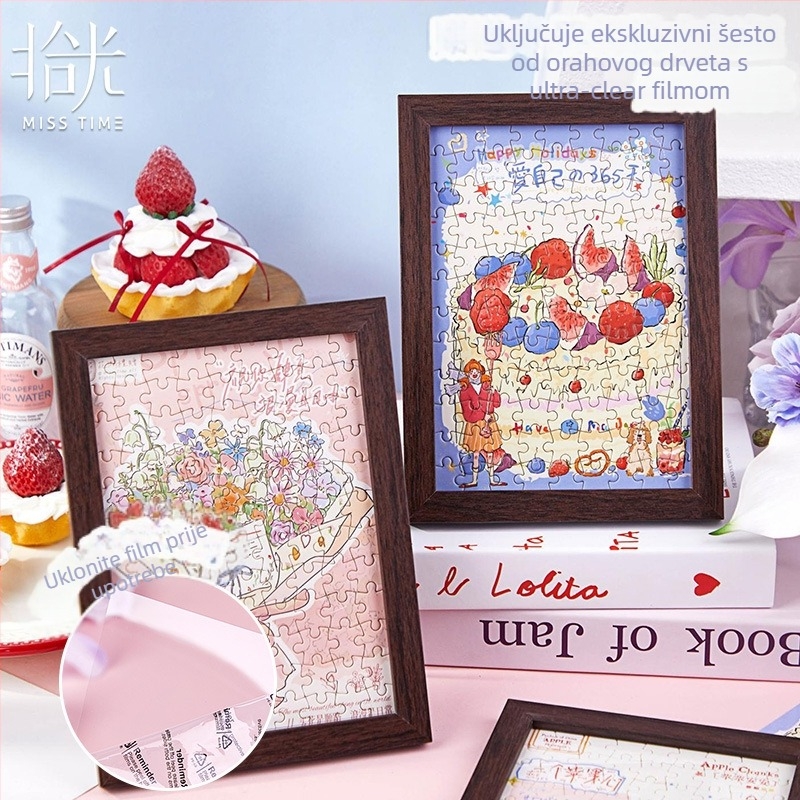 Puzzle za okvir za fotografiju u poklon kutiji – Serija Grow Your Own Flowers, slatka ilustracija, papirnati DIY ravni puzzle, 108 dijelova, za uzrast 14+