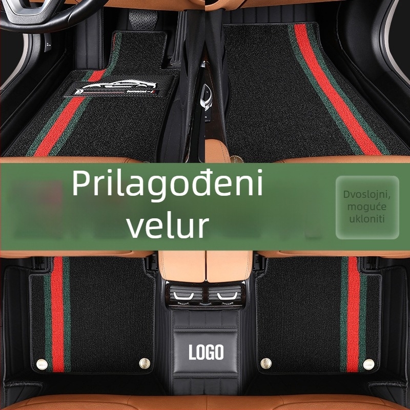 Kožne podloge za noge u automobilu, potpuno zatvorene, dizajn zvjezdano nebo, dvostruki sloj, za automobil s pet sjedala