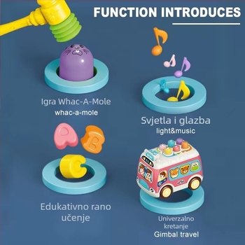 Edukativna igračka autobusa sa zvukom i svjetlima, plastična, na baterije, za djecu 0–3 godine