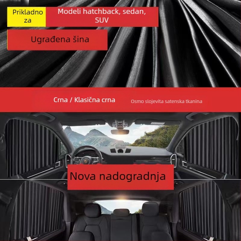 Auto zavjesa za sunce za stražnje sjedalo, poliester, opći model, visi oblik, zaštita privatnosti