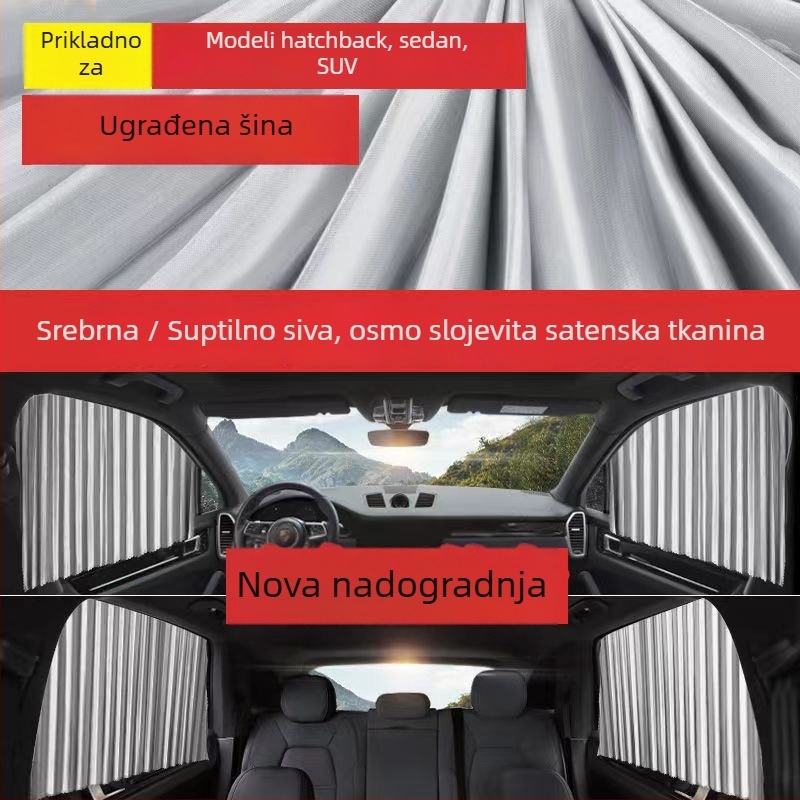 Auto zavjesa za sunce za stražnje sjedalo, poliester, opći model, visi oblik, zaštita privatnosti