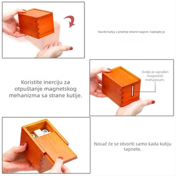 Drveni Lu Ban Lock puzzle — brain teaser za uzrast 7–14 godina, dimenzije 10×7.2×7.3 cm