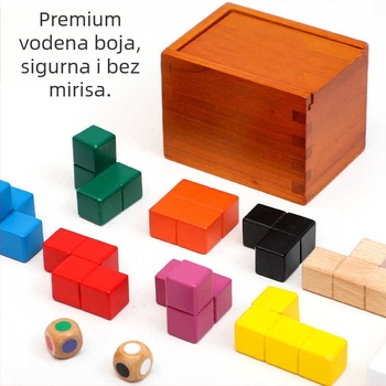 Drveni Lu Ban Lock puzzle — brain teaser za uzrast 7–14 godina, dimenzije 10×7.2×7.3 cm