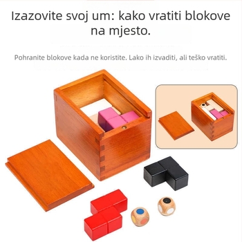 Drveni Lu Ban Lock puzzle — brain teaser za uzrast 7–14 godina, dimenzije 10×7.2×7.3 cm