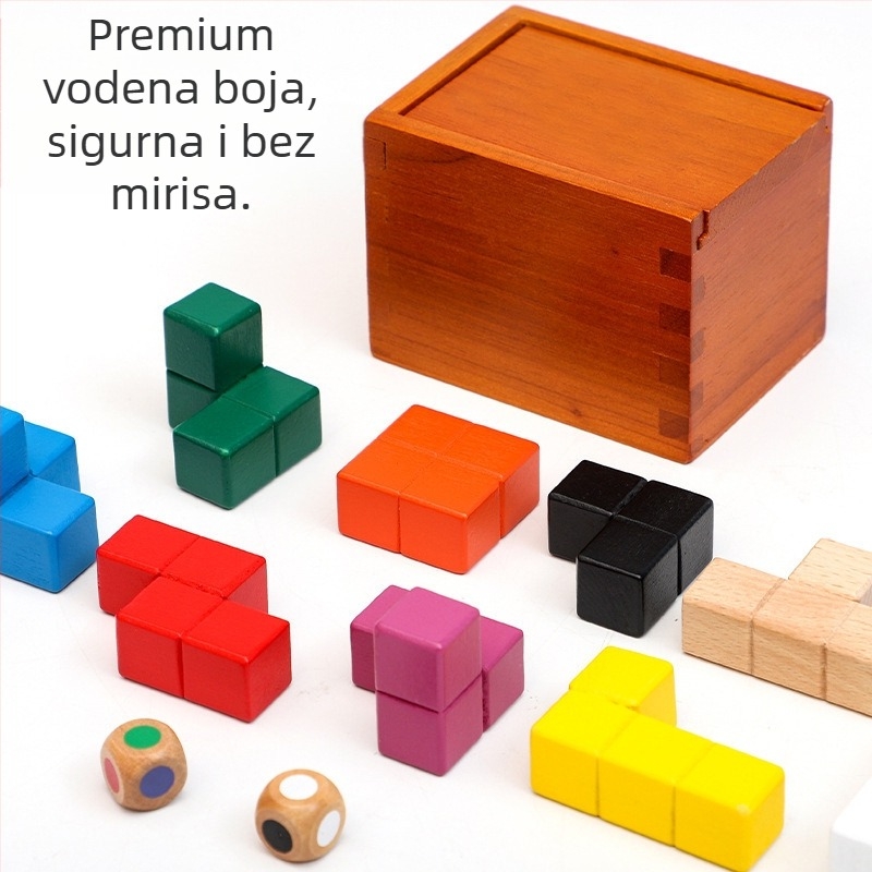 Drveni Lu Ban Lock puzzle — brain teaser za uzrast 7–14 godina, dimenzije 10×7.2×7.3 cm