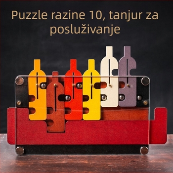 Puzzle poslužavnik – Luban Lock, Labirint razine 10, drvena edukativna slagalica za uzrast 15–35