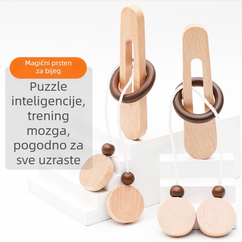 Drveni Kongming Lock / Luban Lock puzzle – rješavanje zagonetke; materijal: drvo; šifra proizvoda: Lhmbs-2345; dobna skupina: 7–14 godina