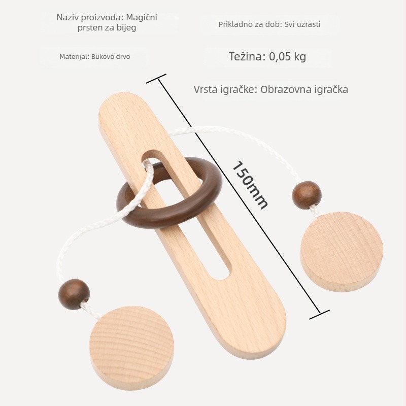 Drveni Kongming Lock / Luban Lock puzzle – rješavanje zagonetke; materijal: drvo; šifra proizvoda: Lhmbs-2345; dobna skupina: 7–14 godina