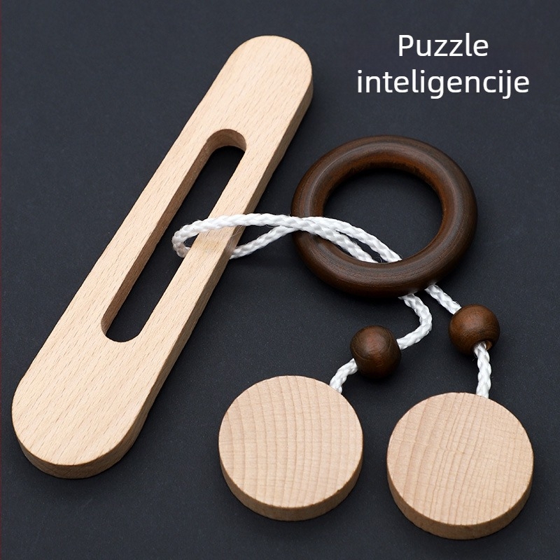 Drveni Kongming Lock / Luban Lock puzzle – rješavanje zagonetke; materijal: drvo; šifra proizvoda: Lhmbs-2345; dobna skupina: 7–14 godina