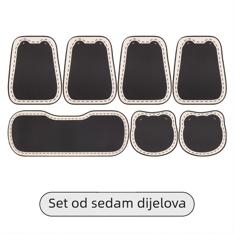 Jastuk za sjedalo automobila za sve sezone, minimalističkog dizajna, crna pozadina s točkastom linijom, univerzalan za pet sjedala, prozračan i protuklizni.