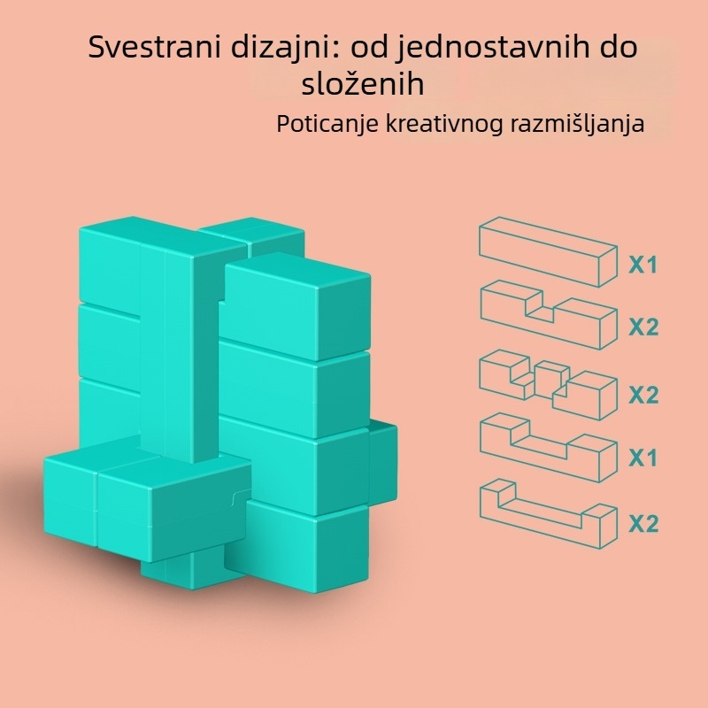 Dječji edukativni puzzle-ključ od blokova: razvija razmišljanje, koncentraciju i maštu (ABS; 15 blokova; 30 dvostrano kartica; 2 naljepnice; DIY/OEM)