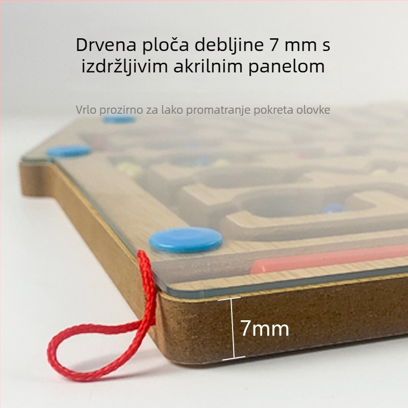 Drvena magnetska lavirint igračka s perlicama – roditeljsko-djetni interakcija, edukativna za djecu 0–3 godine, mogućnost prilagodbe