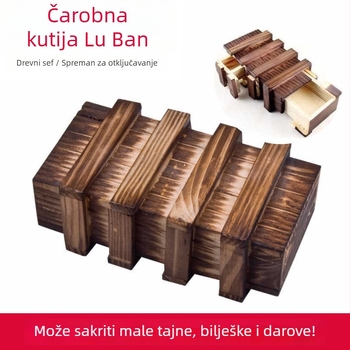 Drvena puzzle kutija s tri otvora Kongming/Luban Lock – vježbanje ručne spretnosti, blister pakiranje, podrijetlo Zhejiang