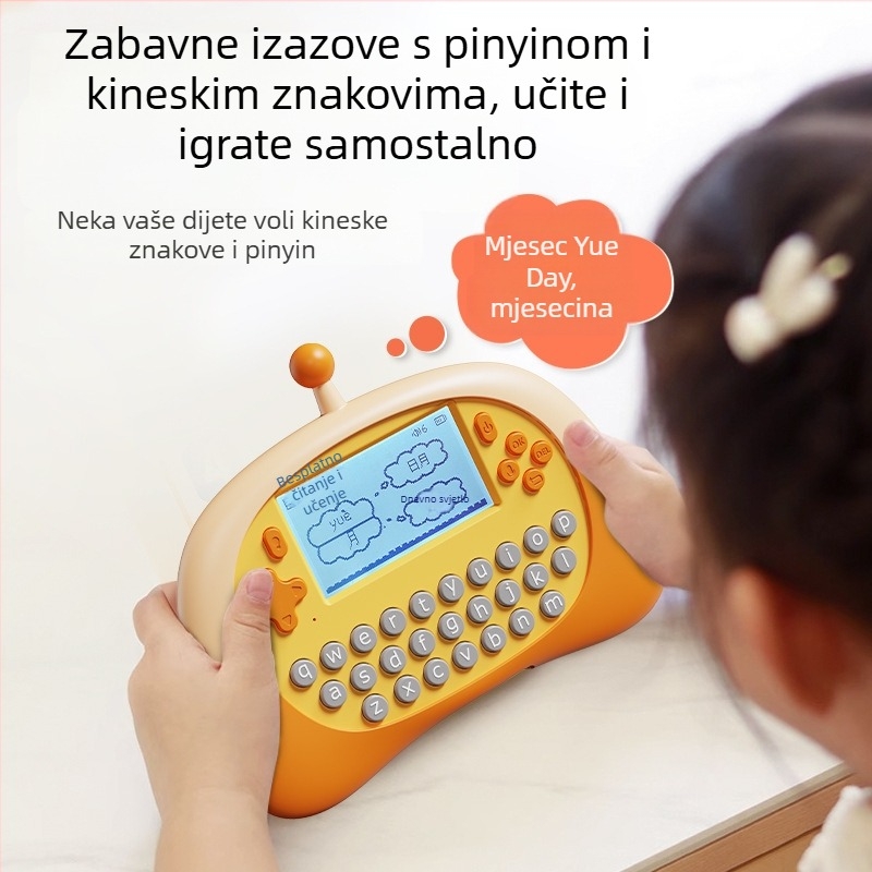 Mašina za učenje Pinyin s tekstovima poezije i pjesama, interaktivne igre prelaska razina, 2–4 GB memorije, ABS kućište, litij-ionska baterija, za uzrast 7–14 godina