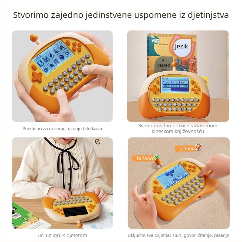 Mašina za učenje Pinyin s tekstovima poezije i pjesama, interaktivne igre prelaska razina, 2–4 GB memorije, ABS kućište, litij-ionska baterija, za uzrast 7–14 godina
