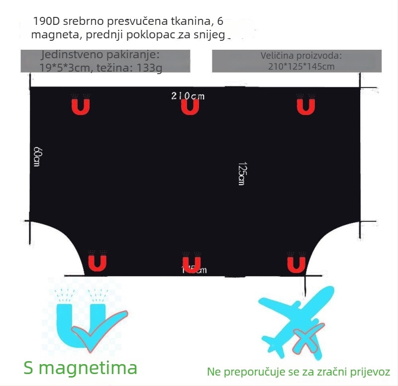 Magnetska prednja zaštita od snijega za automobil - Peace of Mind, opća namjena, Anti-Freeze, Anti-Frost