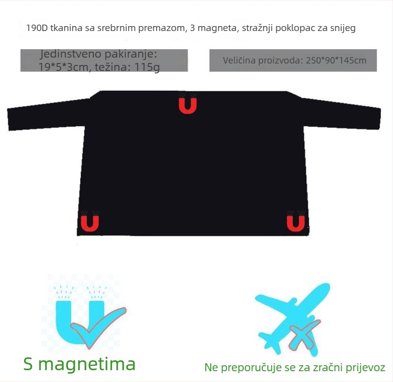 Magnetska prednja zaštita od snijega za automobil - Peace of Mind, opća namjena, Anti-Freeze, Anti-Frost