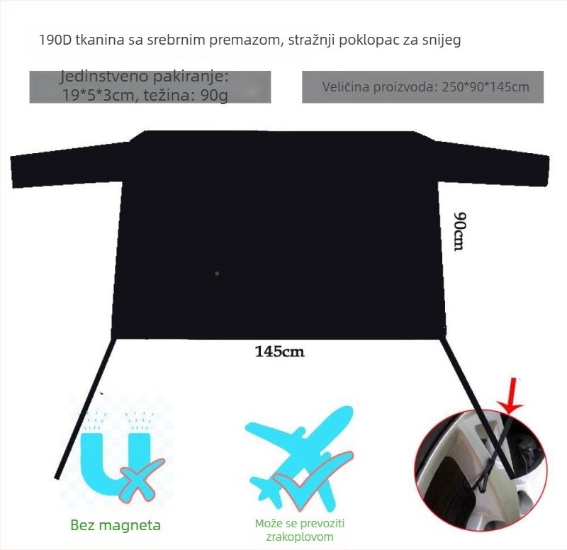 Magnetska prednja zaštita od snijega za automobil - Peace of Mind, opća namjena, Anti-Freeze, Anti-Frost