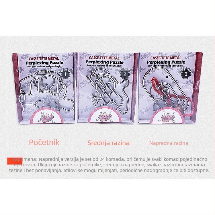 Puzle s devet povezanih prstenova – metal, 24-dijelni darovni set, za uzrast 15–35 godina