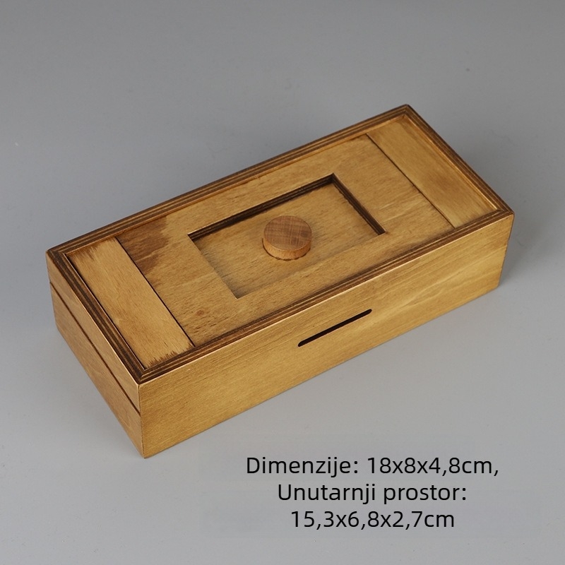 Drvena puzzle kutija s Kongming/Luban zaključavanjem i skrivnim pohranom za male poklone, za dob 15-35 godina