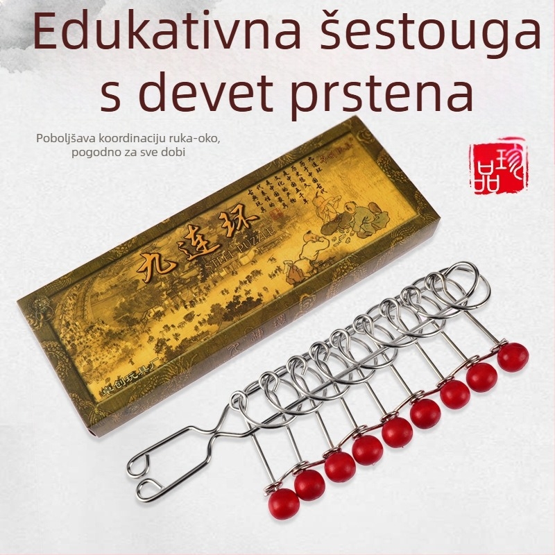 Puzzle s devet prstenova Luban Lock - edukativna metalna igračka Zy1099