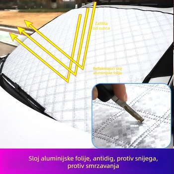 Pokrov prednjeg vjetrobrana automobila, zimski karikaturalni uzorak, univerzalna prilagodba, ispis logotipa, zaštita prednjeg vjetrobrana, težina 0,4 kg, dizajn crtani animacija