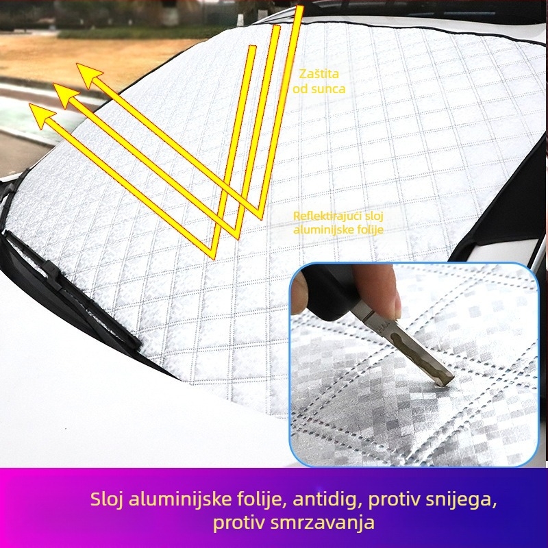 Pokrov prednjeg vjetrobrana automobila, zimski karikaturalni uzorak, univerzalna prilagodba, ispis logotipa, zaštita prednjeg vjetrobrana, težina 0,4 kg, dizajn crtani animacija