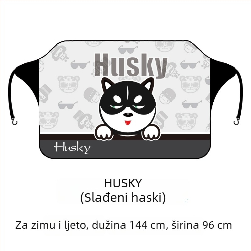 Pokrov prednjeg vjetrobrana automobila, zimski karikaturalni uzorak, univerzalna prilagodba, ispis logotipa, zaštita prednjeg vjetrobrana, težina 0,4 kg, dizajn crtani animacija