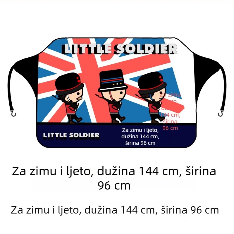 Pokrov prednjeg vjetrobrana automobila, zimski karikaturalni uzorak, univerzalna prilagodba, ispis logotipa, zaštita prednjeg vjetrobrana, težina 0,4 kg, dizajn crtani animacija