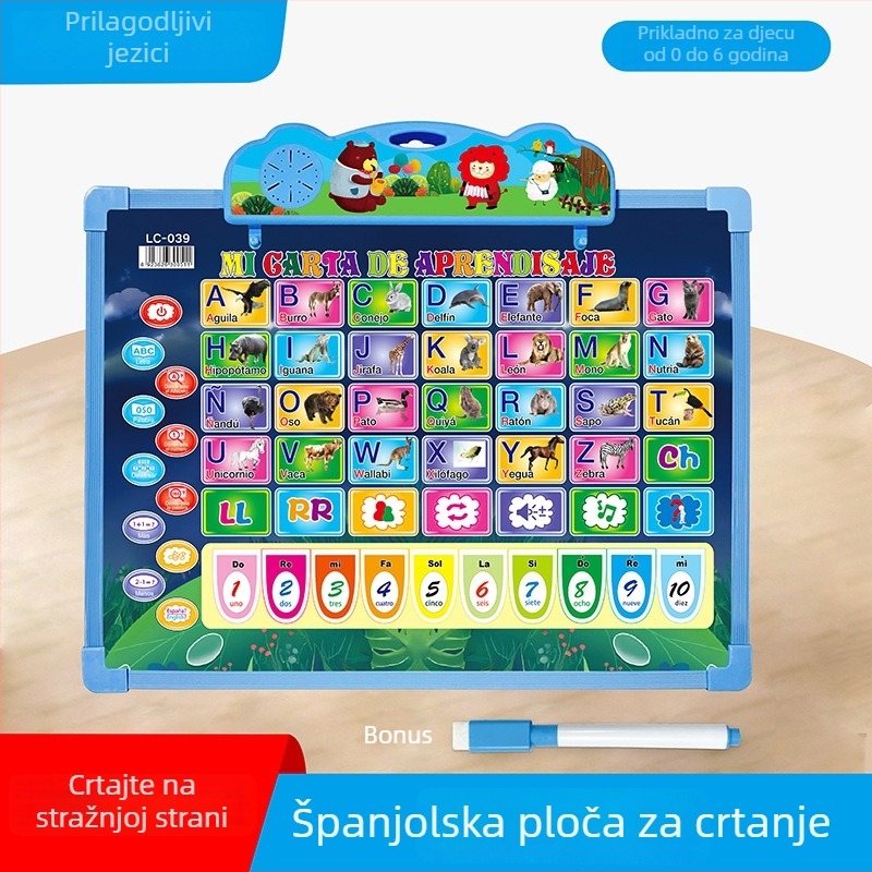 Dječja obrazovna igračka s čitanjem prstom, glazba i interakcija, materijal: premazani papir, litijska baterija, uzrast 4–6 godina