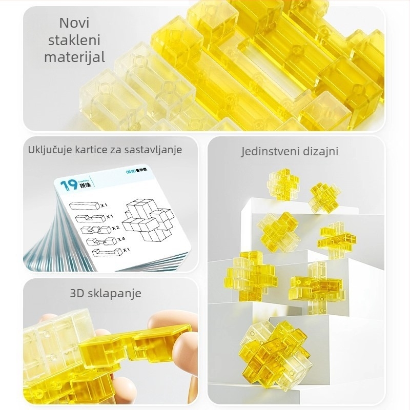 Kongming Lock / Luban Lock Edukativna 3D slagalica za građevinske blokove, DIY, uzrast 7–14 godina, plastika