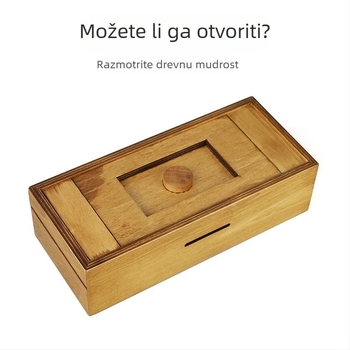 Lubanov mehanizam kutije s skrivenim pretincem — edukativna drvena igra za djecu i odrasle