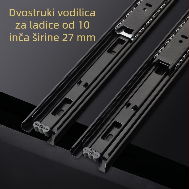 10-inčni dvodijelni vodilica za ladicu, širina 27 mm, tiho kuglični ležaje