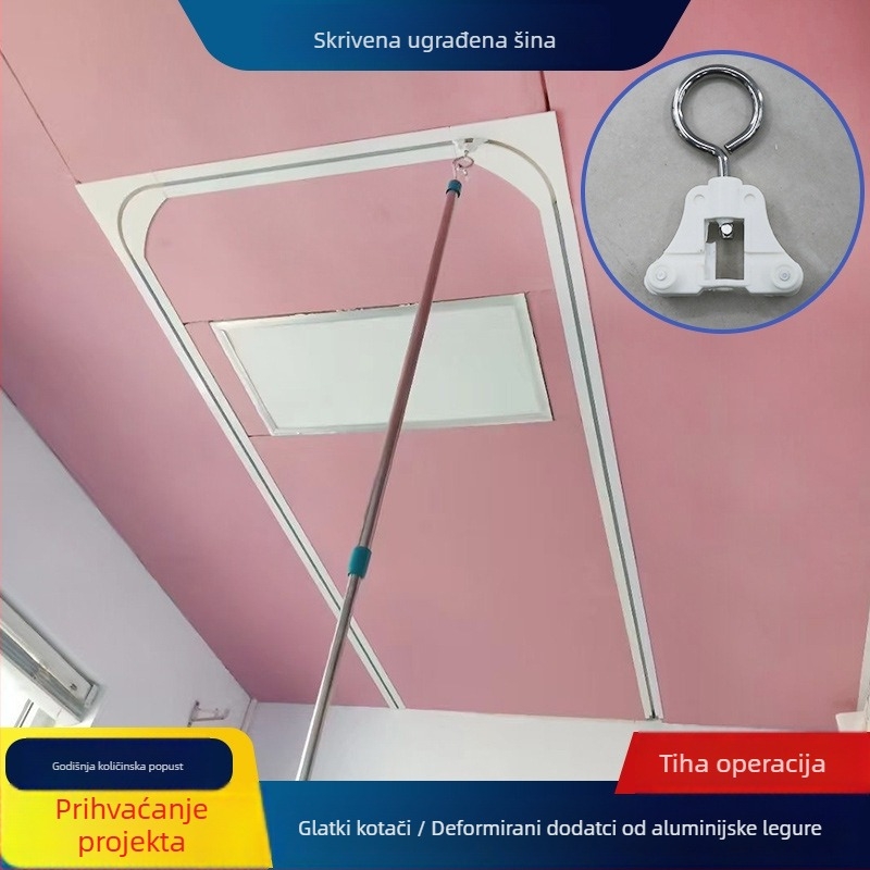 Medicinska skrivena tračnica za zavjesu s U-oblikom – aluminijska legura, model 001, završna obrada oksidacija/pečena prevlaka, moderni minimalistički stil, pogodna za bolnice, klinike i salone ljepote