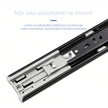 4510 Amortizirajući trodijelni klizni vodilica za vrata i ladice – TJU-4510, Materijal: hladno valjani čelik, Površinska obrada: elektroplatiranje, Stil: moderni minimalistički