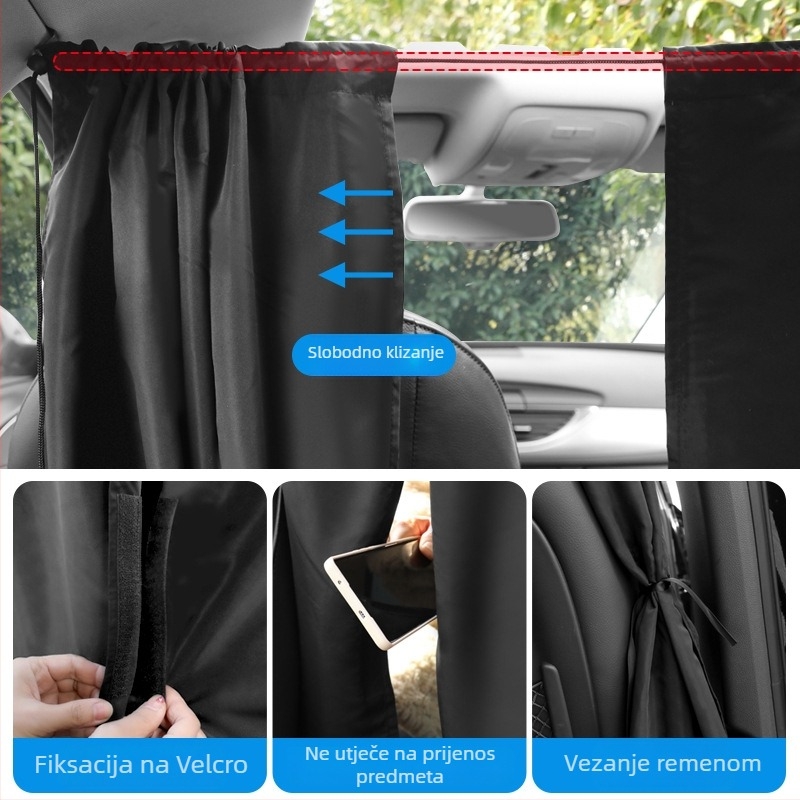 Automobilska pregrada zavjesa za prednju i stražnju kabinu sa srednjom toplinskom izolacijskom sjenom, neproziran zavjese privatnosti (Materijal: Dense Woven Spring Ya Spinning; Montaža: tip card-in; Wzor: jednostran; Dijelovi: prednja zona; Primjenjivi mo