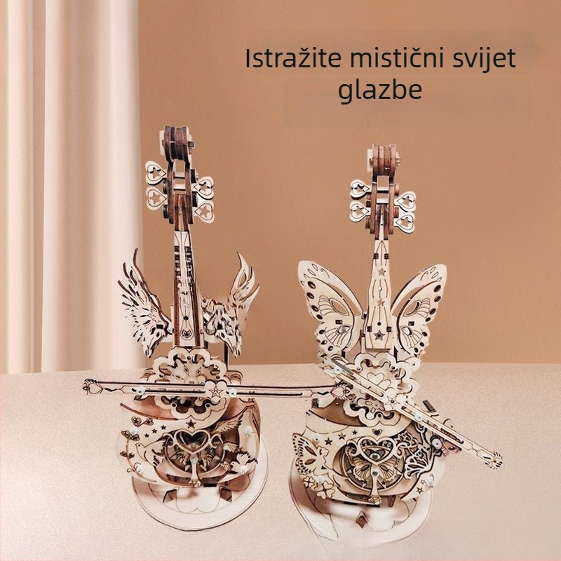 Drveni blokovi za izradu violine, ručna izrada, dizajn anđelovih krila, glazbena kutija, kineski stil
