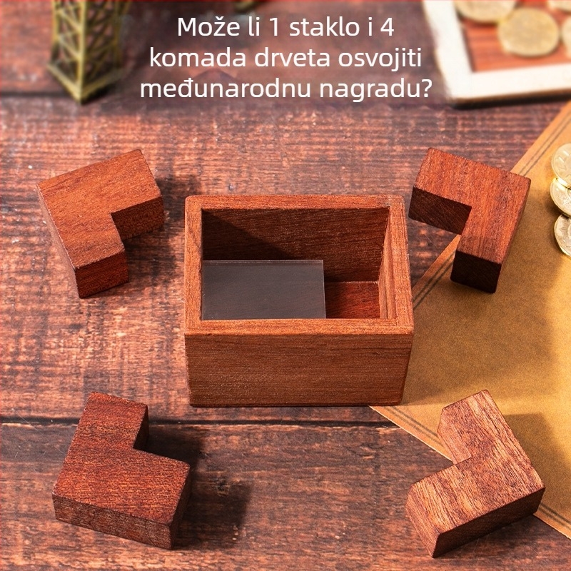 Drveni Kongming Lock zagonetka — dešifriranje mozgalica, uzrast 15–35, blister pakiranje