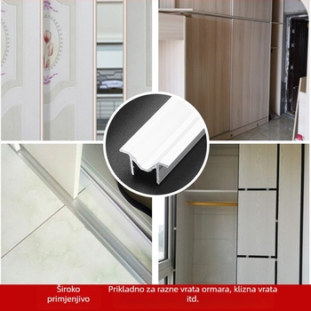 Aluminijski sklop za jednu vrata ormara sa staklenim vratima – U-kanal, vodilica za klizna vrata, kotačić za vješanje, UV premaz, model 03, marka Yalida, modernan minimalistički stil