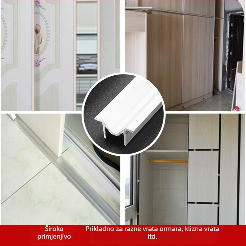 Aluminijski sklop za jednu vrata ormara sa staklenim vratima – U-kanal, vodilica za klizna vrata, kotačić za vješanje, UV premaz, model 03, marka Yalida, modernan minimalistički stil