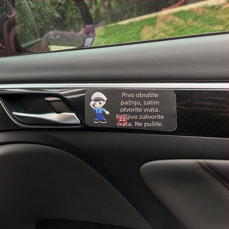 Kožna unutarnja upozoravajuća naljepnica za auto s podsjetnikom za vrata i sigurnosni pojas